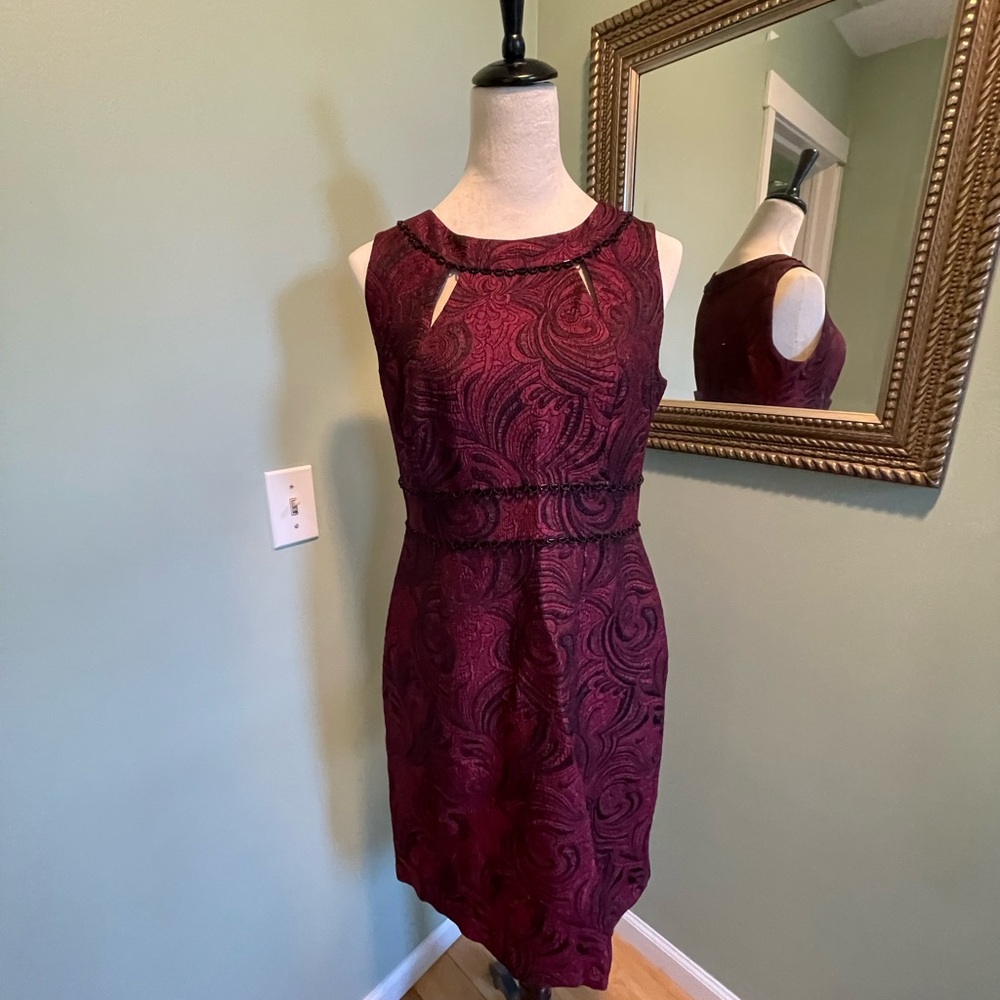 Tahari red and black dress